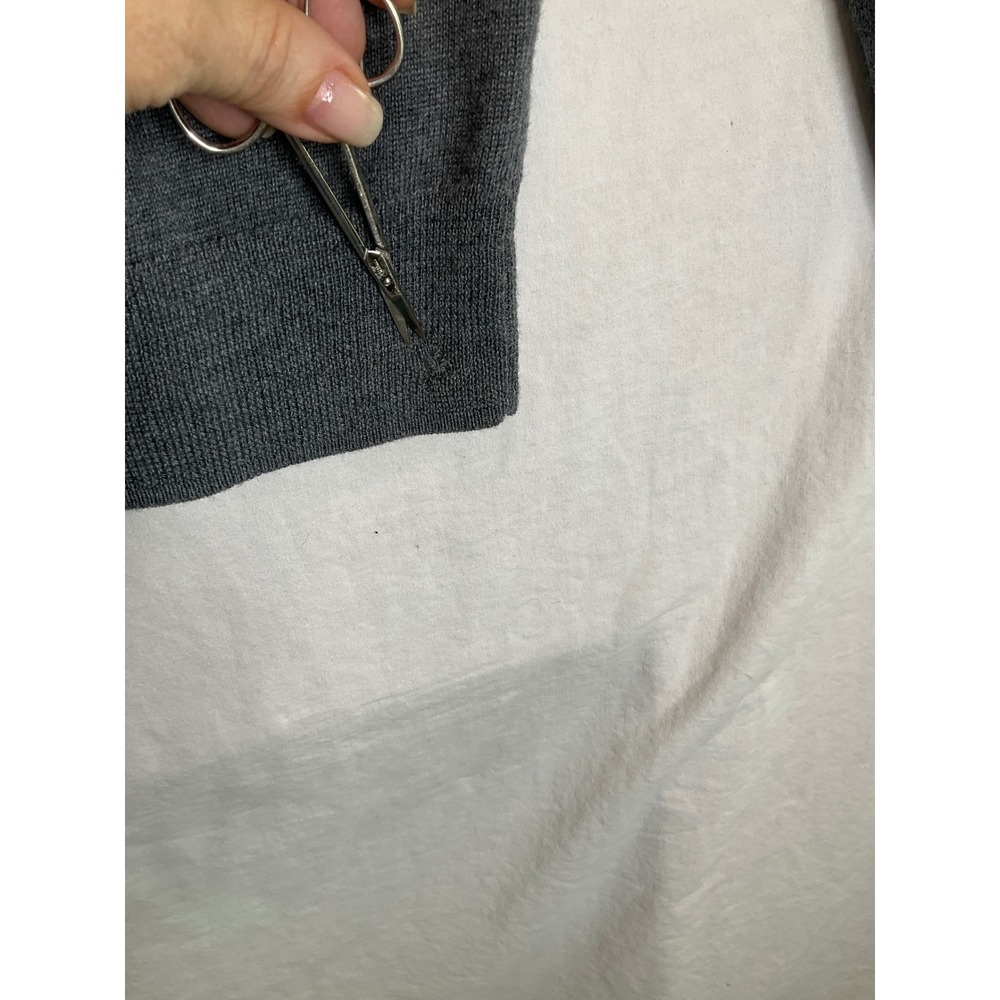 Black Brown 1826 Sweater 100% Extra Fine Merino Wool Grey Pullover V-Neck L - Picture 3 of 6